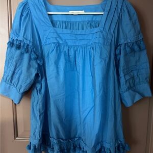 Chico's Vibrant Blue Blouse with Tassel Accents